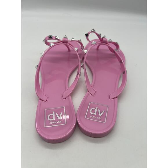 NIB DV Dolce Vita Sunkissed Pink Studded Jelly Thong Sandals Size 9 - Picture 3 of 9
